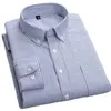 Men's Dress Shirts Mens Oxford Long Sleeve Shirt Striped Plaid Cotton Business Casual Male Social Dress Shirts Flannel Button Up Longsleeve for Men P230427