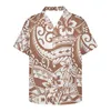 Mäns casual skjortor polynesiska stam tonganska vintage tatuering tryck sommar mode mens hawaiian kort ärm knapp strand aloha skjorta
