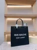 Borsa firmata RIVE GAUCHE Borsa a mano Borsa shopping da donna Borsa con lettera in rilievo Borsa di grande capacità in paglia di tela