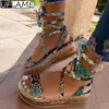 Сандалии 2023 г. летние женские туфли на платформе со змеиным рисунком и перекрестными ремешками на щиколотке с кружевом и открытым носком, пляжная вечерние женская обувь Zapatos
