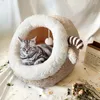 Lits de chat mignon lit maison hiver chaud animal de compagnie pour petits chiens chats doux chiot nid chenil avec matelas amovible Cama Gato