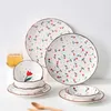 Płytki Tulip Bowl i set naczynia rodzina Mała czerwona talerz stek ceramiczny płaski śniadanie naczynia obiadowe