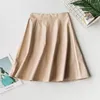 Skirts Autumn Winter Elegant Faux Leather Skirt Women High Waisted Knee Length Midi PU Soft Pink Flared Faldas Mujer Moda 2023