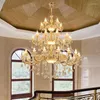 Chandeliers Luxury Crystal Chandelier For Stairway Sitting Room Lights Big Lighting Staircase Gold Wrought Iron