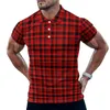 Polos masculinos simples quadro-checkerboard camisa polo casual vermelha e preta camisetas quadriculadas de manga curta Moda gráfica de verão superdimensionadas tops