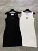 Damen Sommer sexy Strumpfhosen Kleider Luxus Designer trendiges schwarz weißes dehnbares lässiges Baumwoll-Tankkleid