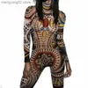 Kobiety Jumpsuits Rompers Woman Tattoo Tattoo Tattoo Tattoo African Aztec Bodysuit S-XL T230504