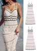 Casual jurken zomerjurk dames strandstijl gebreide slanke fit riem lange kleur holle elegante strakke vestidos 230504