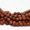 Beads Charms Natural Stone Gold-color Sandstone 4mm 6mm 8mm 10mm 12mm 14mm Faceted Round Jewelry Making Loose 15inch A05