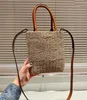 Raffia Woven Handbag Embroidered Microlabeled Vegetable Basket Beach Vacation Shopping Handbag Travel Bag Mini Purse Wholesale 230504