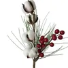 Fleurs décoratives Flores Artificiales Aiguille de pin de Noël Berry Cotton Dry Flower Picks Stems Farmhouse Xmas Wreath Garland Home