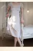 Pijama sexy elegante mulheres francesas longas camisola de sono, estilo retrô estilo da quadra princesa camisola de banho sexy de renda de renda caseira vestido de noite 230504