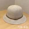 Berets pot hoed lente en zomer buitenlandse veelzijdige zonbescherming dames lederen buckle schaduw rietje