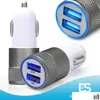 Cell Phone Chargers Metal 2 Ports Car Charger 2.1A Add1A Power Adapter Colorf Micro Usb Plug For 12 13 Gps Mp3 S8 S9 Android With Op Dh02P