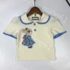 23SS Girls T-shirt Short Suit Kids Designer Vêtements Kids Kids Set Lapel Rabbit broderie