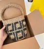 Raffia Woven Tote Bag Mini Bucket Bag Letter F Clutch Bag Small straw Beach bags wholesale Bag Handbag Purse 230504