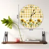 Zegary ścienne gospodarstwa słonecznika pszczoły retro kratę zaokrąglenia kreatywne dekoracje domu w salonie kwarcowy igła
