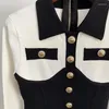 Robes décontractées noir blanc femmes 2023 Lion bouton fermeture éclair élastique maigre tricot élégant Vestidos vêtements femme robe crayon