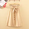 Skirts Womens Skirts Midi Knee Length Korean Elegant Button High Waist Skirt Female Pleated School Skirt 230504