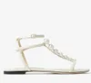 Top 2023 luxe femmes sandales chaussures avec perles Amari plat noir blanc cuir Nappa luxe été marche chaussures à prix réduits EU34-43 boîte d'origine