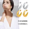 Creolen Edelstahl Ohrring Damen Boho Minimalistisch C-Form Creolen Postschmuck Hypoallergen