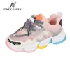 Athletic Outdoor Autumn Rainbow Kids Sport Shoes For Girls Sneakers Studenter andas Mesh Child Non-Slip Shoes Girls Sneakers Light Shoes Boys AA230503