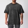 Herren T-Shirts Herren Oversized Fit Kurzarm T-Shirt mit überschnittener Schulter Lose Hip Hop Fitness T-Shirt Sommer Gym Bodybuilding Tops T-Shirts 230504