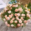 Dekorative Blumen, Teerose, pflegeleicht, nie verblassen, DIY, 15 Köpfe, Kamelie, Kunstseidenblume, Hochzeitsdekoration, Blumenarrangement