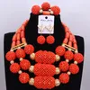 Brincos de colar Conjunto 2023 Jóias nigerianas clássicas Minchas laranja e casamento natural da África de Coral Dubai