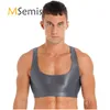 Men's Tank Tops Vest Tops Mens Sleeveless Tank Top Clubwear Glossy U Neck Tank Tops Solid Color Swimsuit Vest Tops Yoga Sport Fitness 230503