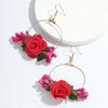 Dangle Earrings Dvacaman 2023 Trendy Simple Long Fabric Flower Drop For Women Girls Boho Colorful Rose Cute Jewelry