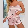 Kvinnors sömnkläder mode sexig blommig pyjama set kvinnors 2 stycken sömnkläder pajamas siden satin cami topp och shorts pyjamas för kvinnor älskar 230503