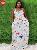 Sukienki swobodne lw w rozmiarze boho sukienka boho bluśk-alk design biały podłoga długość spaghetti Pasek luźne rękawe plażę letnie vestidos t230504
