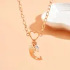 Chains Vintage Gold Color Necklace Pearl Sun Moon Pendant For Women Choker Heart Chain Jewelry Gift