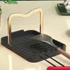 Organizzazione poggiamestolo con coperchio supporto bancone cucina piano cottura spatola organizer supporto in alluminio per utensili nero oro