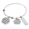 Bracelet Bracelets En Acier Inoxydable Mots Gravés Roud Pendentif Apple Cristal Clair Bracelets porte-bonheur Femmes Hommes Enseignants Cadeaux Bijoux