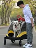 Transportadores carrinho de cachorro pet jogger wagon carrinho dobrável 4 rodas carrinho alça ajustável zíper entrada malha clarabóia para grandes cães médios