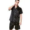 يرفع ملابس الرجال Tony Candice Satin Silk Pajamas Shorts for Men Rayon Silk Sleepwear Summer Pajama pajama