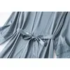 Vêtements de nuit pour femmes Noir 5PCS Dentelle Satin Robe Robe Ensembles Sexy Womens Nighty Peignoir Chemise de Nuit Sommeil Costume Printemps Vêtements de Nuit Maison Kimono Pyjamas 230503