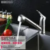 Kitchen Faucets Brushed Nickel Stainless Steel Single Handle Pull Out Sprayer Bar Sink Faucet Small Down