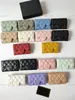 Top Quality Luxury Designer Channel Wallet France Paris Plaid Caviar Style Woman Mini Card Holders Pures Genuine Leather Sheepskin Texture Purse With Original Box