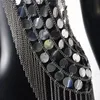 Camisoles Tanks Festival Bling Plastic Sequined Crop Tops Women Sexy Metal Chain Tassel Nightclub Dance Wear Party Burning Outfits Tank Top 230503