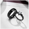 Romantic Heart CZ Stone Par Wedding Rings for Women Men, Black Color rostfritt stål Band Engagemangsmycken, kärlek Gift Fashion Jewelryings Black Wedding