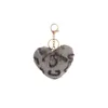 8Pcs/Set Leopard Plush Keychains Pendant Creativity Heart Shaped Key Chain Luggage Decoration Keyring Designer DIY Gift