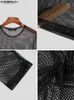 T-shirts pour hommes Party Nightclub Style Tops INCERUN Men Glitter Mesh See-through Camiseta Sexy Male All-match Long Sleeve Thin T-shirts S-5XL 230503