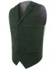 Men's Vests Wool Plaid Groom Groom's Suit Vesweed Business Waistcoat Notched Lapel Vest Green 2023 Slim Fit