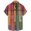Мужские повседневные рубашки мужская гавайская футболка 3D Тартан Печать Hombre Fashion Shirt Casual Supper Support для настройки 230504