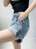 Kvinnors shorts wixra kvinnor grundläggande denim shorts godis färg sommar trendiga byxor hög midja casual jeans botten 230504