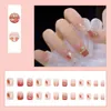 Falska naglar 1 Set Chain Rhinestones avtagbar ofarlig fullt omslag Faux Pearls Damer Artificial Nail Tips med limdekora