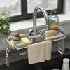 Storage Holders Racks Kitchen Space Aluminum Sink Drain Rack Sponge Storage Faucet Holder Soap Drainer Shelf Basket Organizer Bathroom Accessories 230503